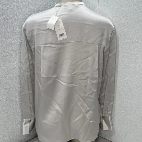 NEW VINCE Women’s Band Collar Blouse – Salt Glass (Grey) Size S – Long Sleeve - Picture 2 of 8